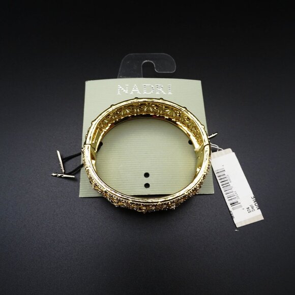 NADRI Yellow Gold Plated Multi Shape Cubic Zirconia Hinged Bracelet - Picture 4 of 6